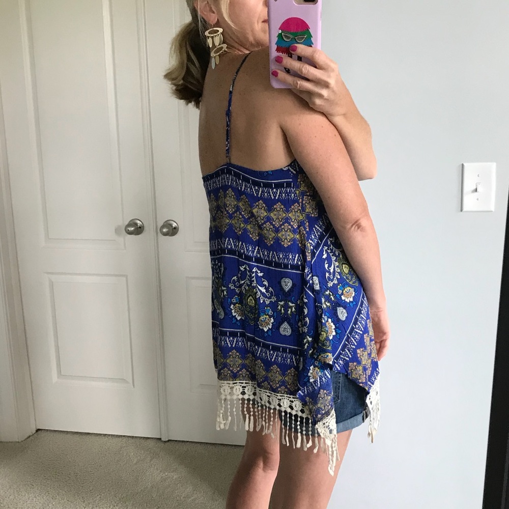 Boho Print, Fringe Hemline Tunic Tank - Picture 4 of 7